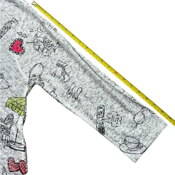 Inoah Tunic Top Artsy French Bulldog Paris Eiffel Tower Soft Knit Sweater Size M - Picture 13 of 13